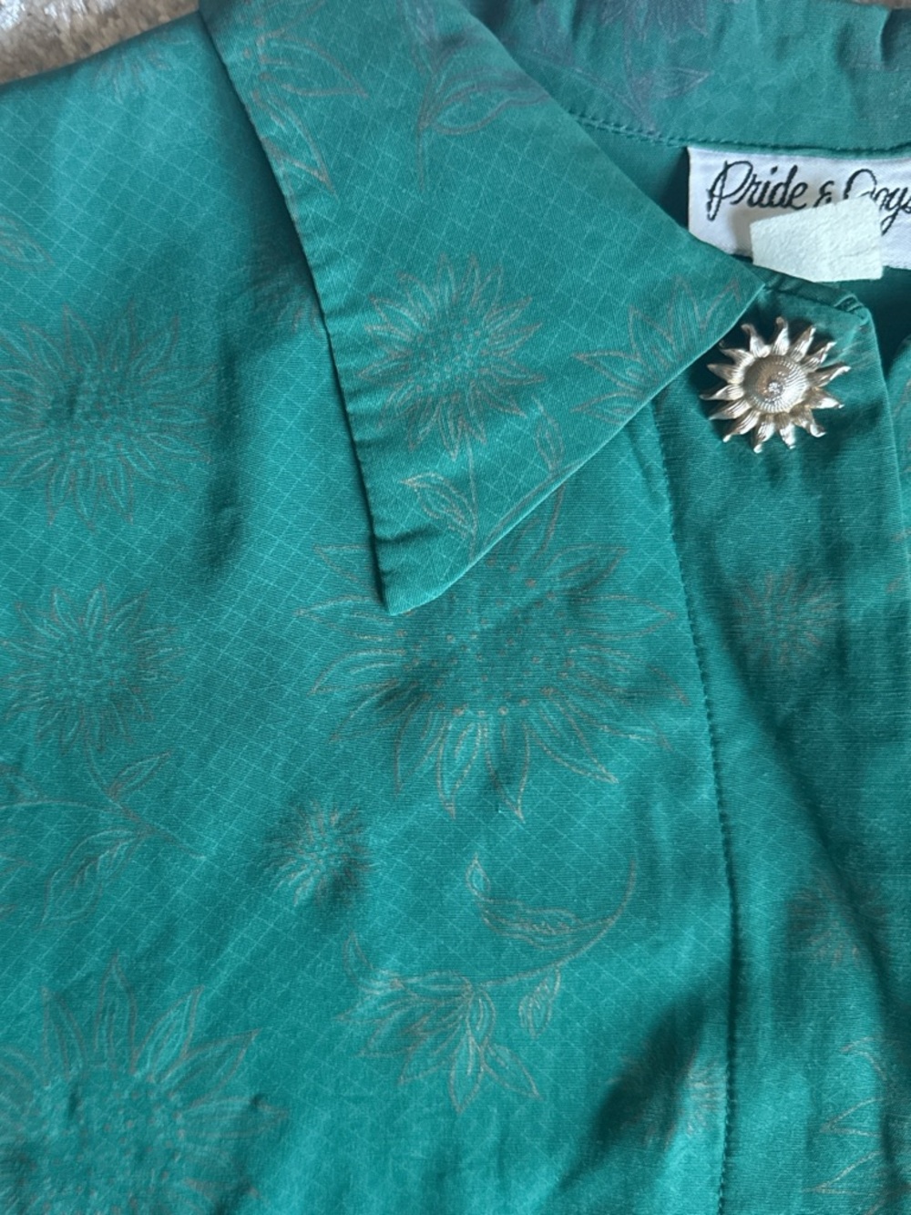 Pride & Joy Teal Floral Button-Front Blouse